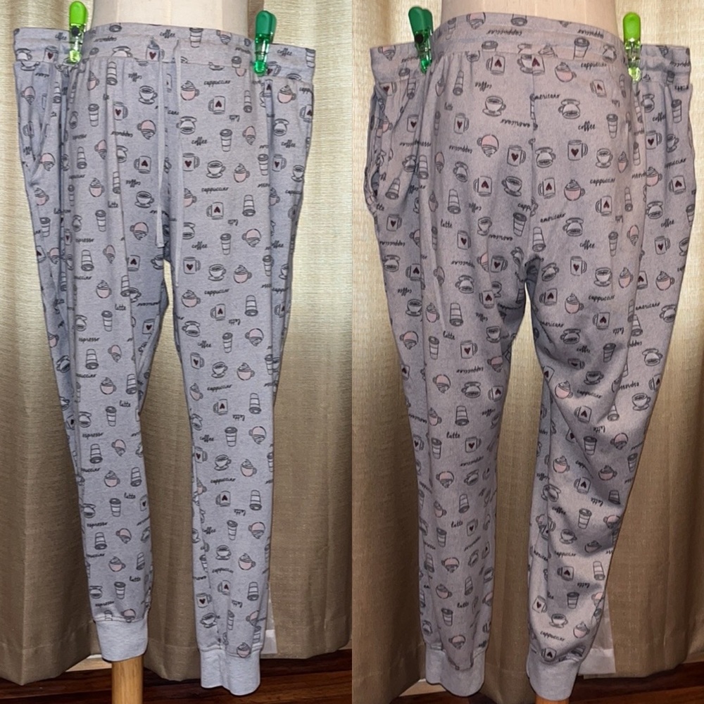 Secret Treasures Women’s 3X 22W-24W Knit Pajama Lounge Pant Gray Coffee Print